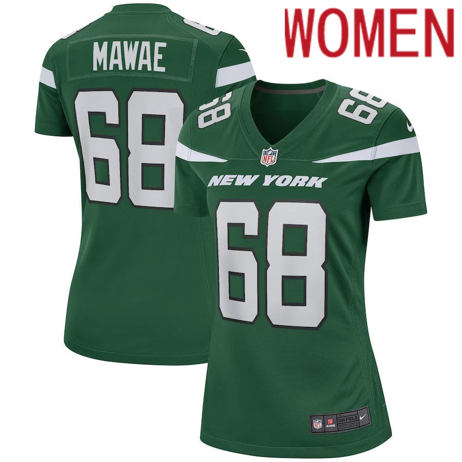 Women New York Jets #68 Kevin Mawae Nike Gotham Green Game Retired Player NFL Jersey